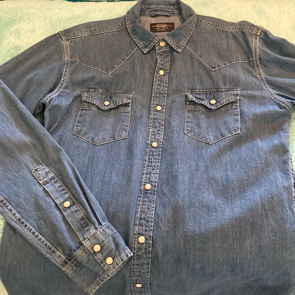 Pull&Bear blue jean shirt size L